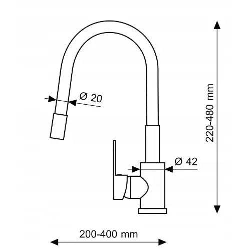 Kjøkkenbatteri Svart Fleksibel Tut Grado