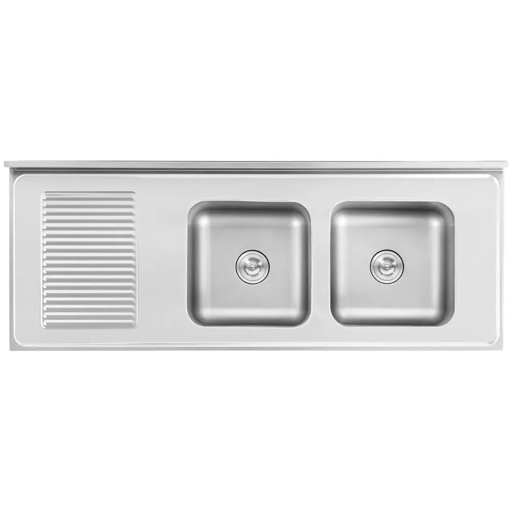 Kjøkkenkum med Dobbel Kum og Skap med Skyvedører 160 x 60 x 95 Cm