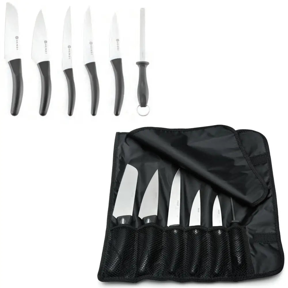 Kjøkkensett Deluxe 5 Stk. + Knivsliper og Etui - Hendi 841440