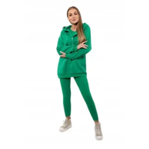 Kjole Dame 3 i 1 Hettegenser Topp Leggings Grønn