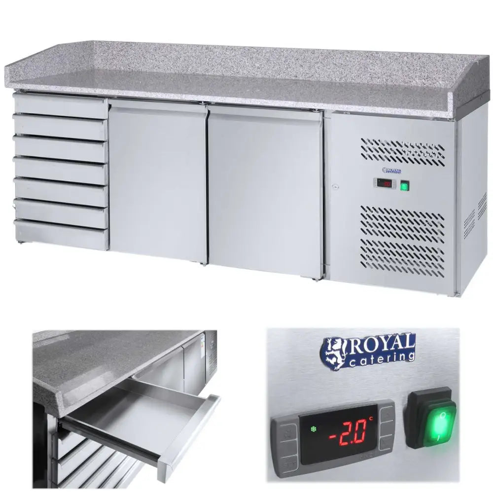 Kjølebord til Pizza med Granittplate - 2 Dører 7 Skuffer