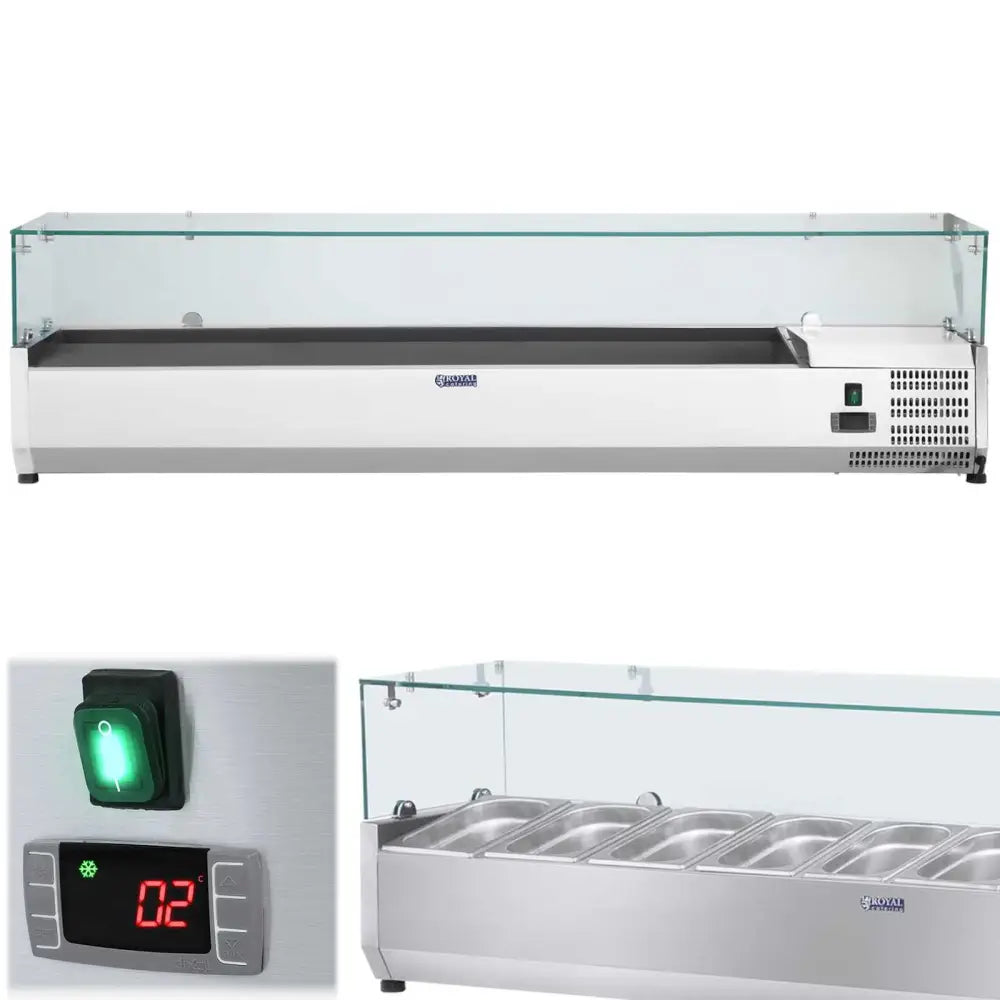 Kjølebuffert med Glassdeksel 8x Gn1/3 180cm Produsentkode: 1008997