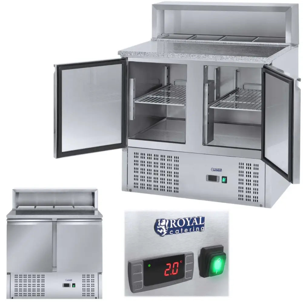 Kjølende Pizzabord med Granittplate og 2 Dører