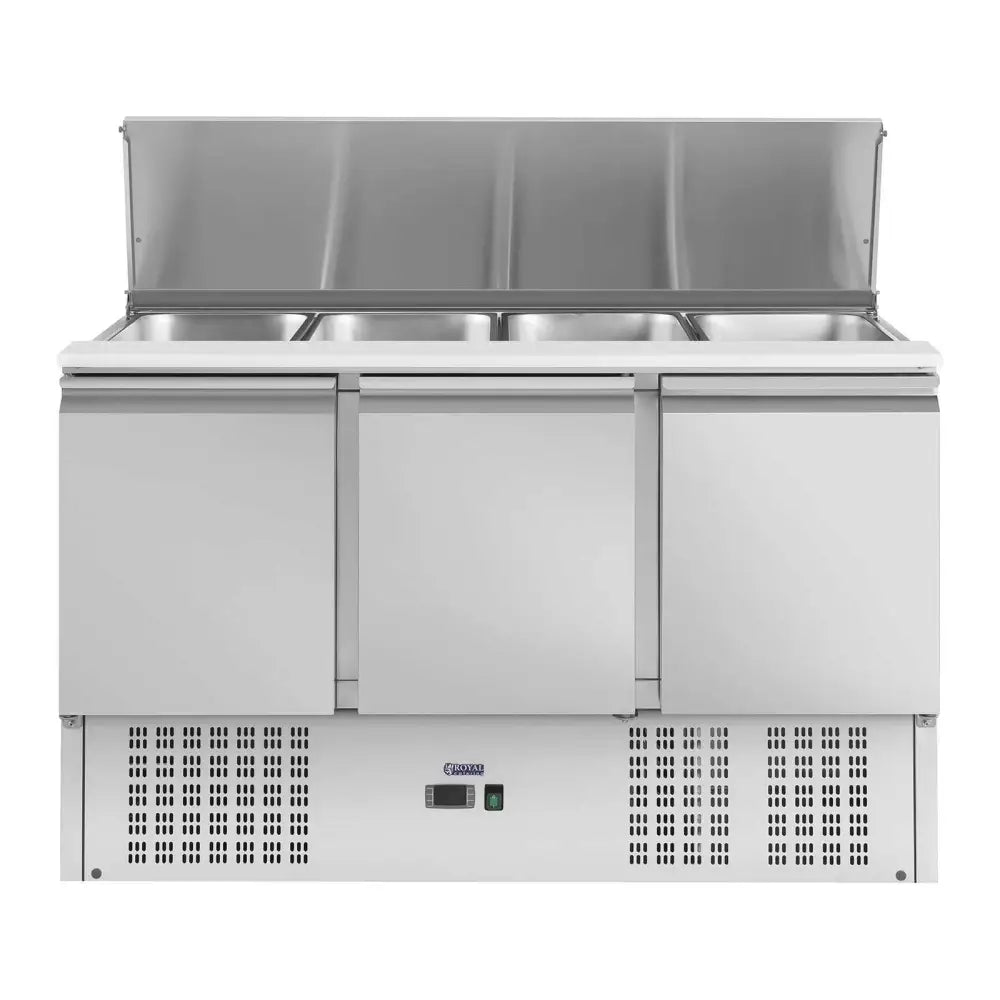 Kjølende Salatbord med 3 Dører Rustfritt Stållokk 137 Cm