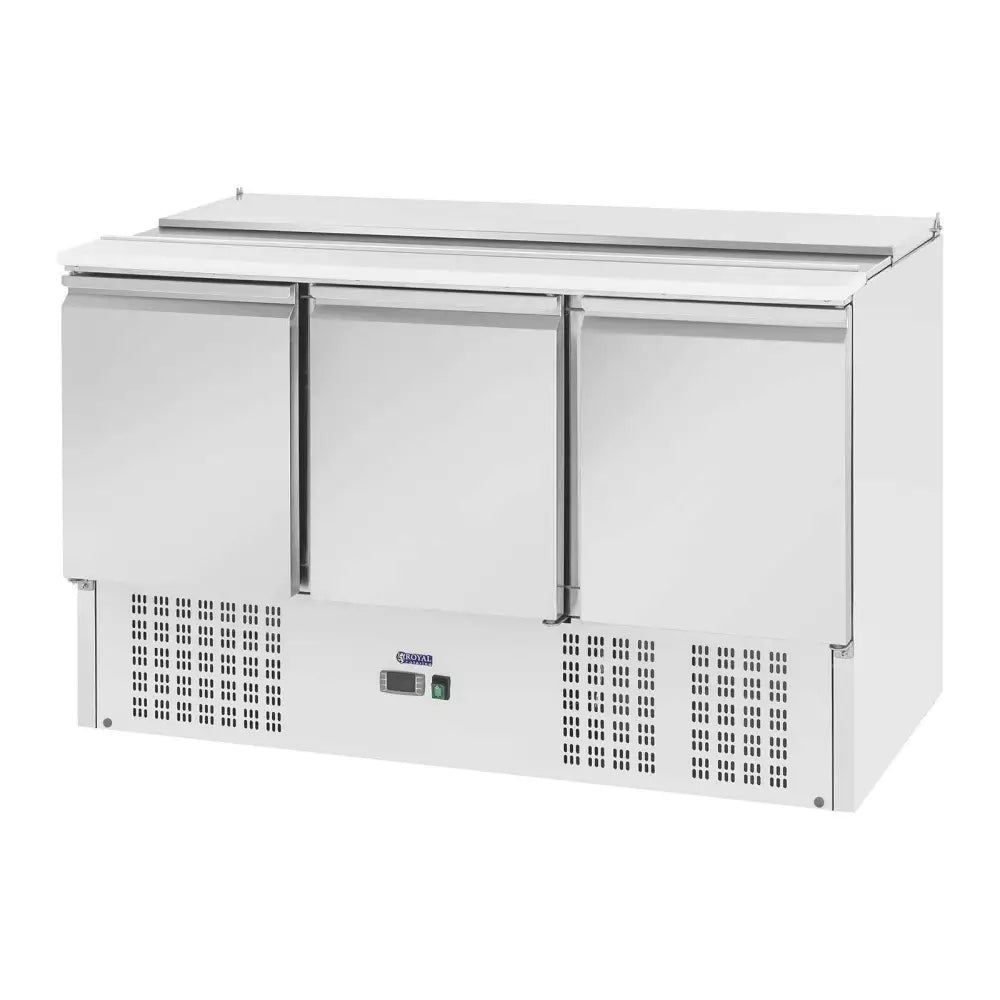 Kjølende Salatbord med 3 Dører Rustfritt Stållokk 137 Cm