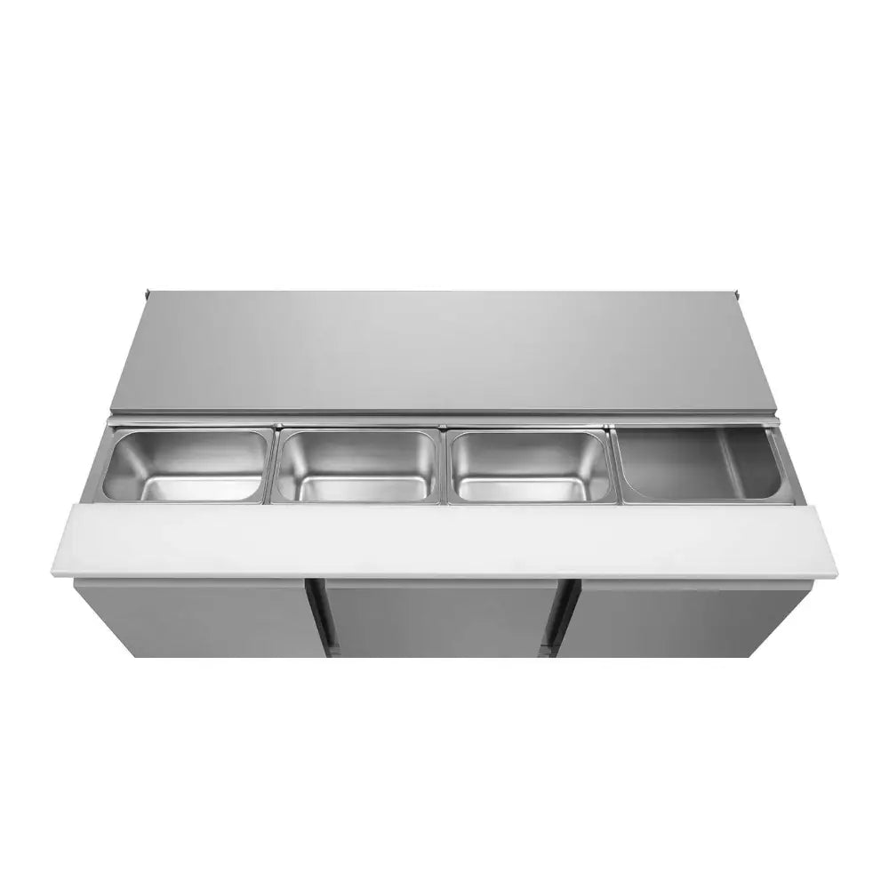 Kjølende Salatbord med 3 Dører Rustfritt Stållokk 137 Cm