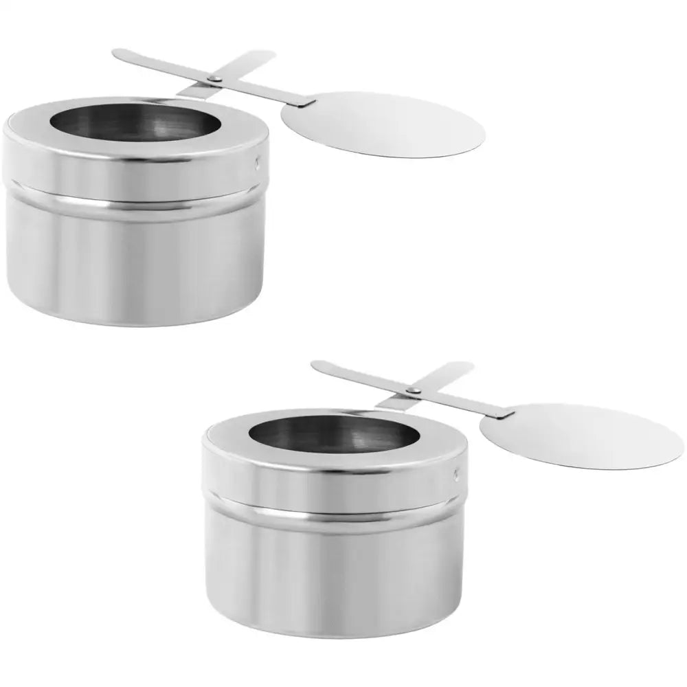 Kjøler for mat på bordet GN 1/1, to åpne beholdere i børstet stål sett fra skrå vinkel.