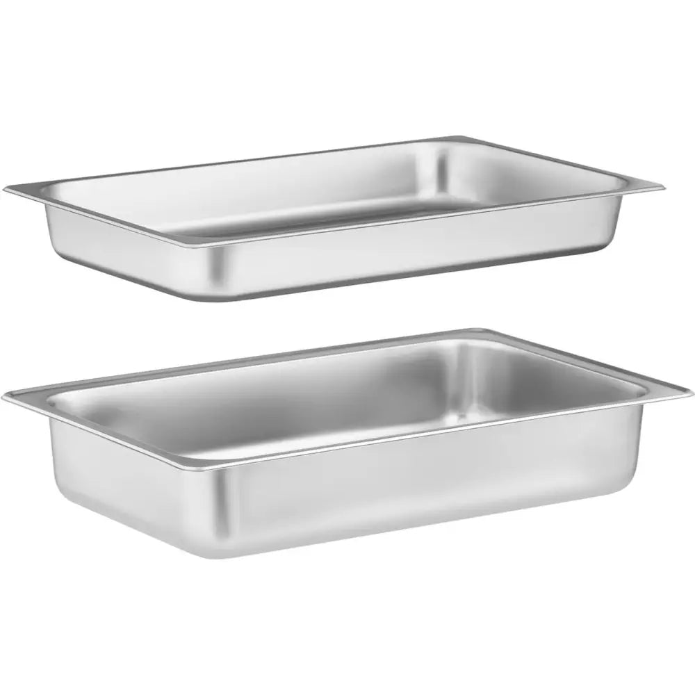 Kjøler for mat med rullelokk GN 1/1, to blanke former i rustfritt stål sett fra skrå vinkel.