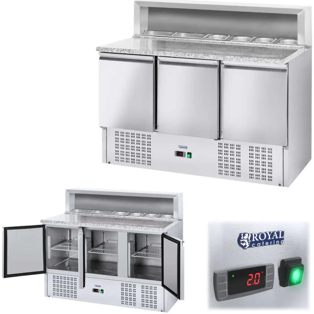 Kjølerom for Pizza med Granittplate 3-dørs med Plass til 8x Gn1/6