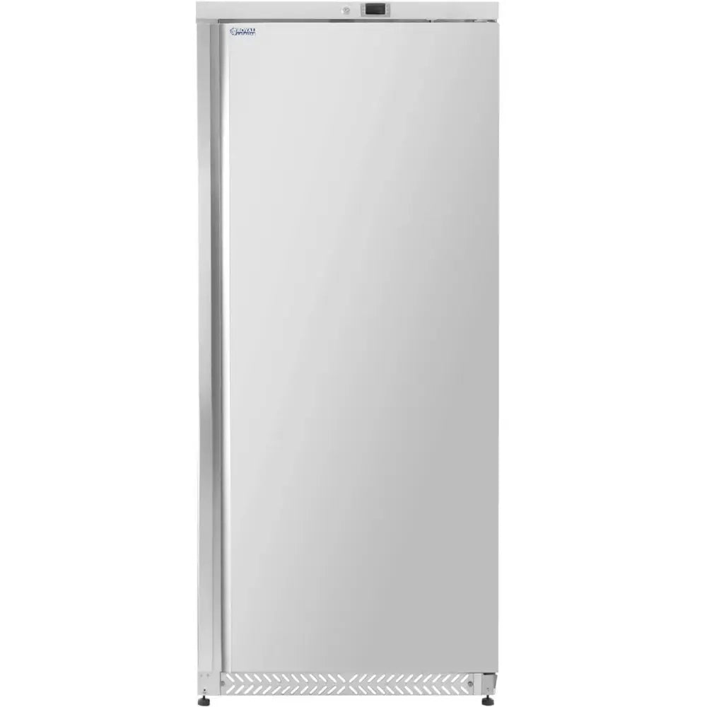 Kjølerom fryser i rustfritt stål, frontvisning med glatt dør og ventilasjonsrist nederst, 7 hyller.