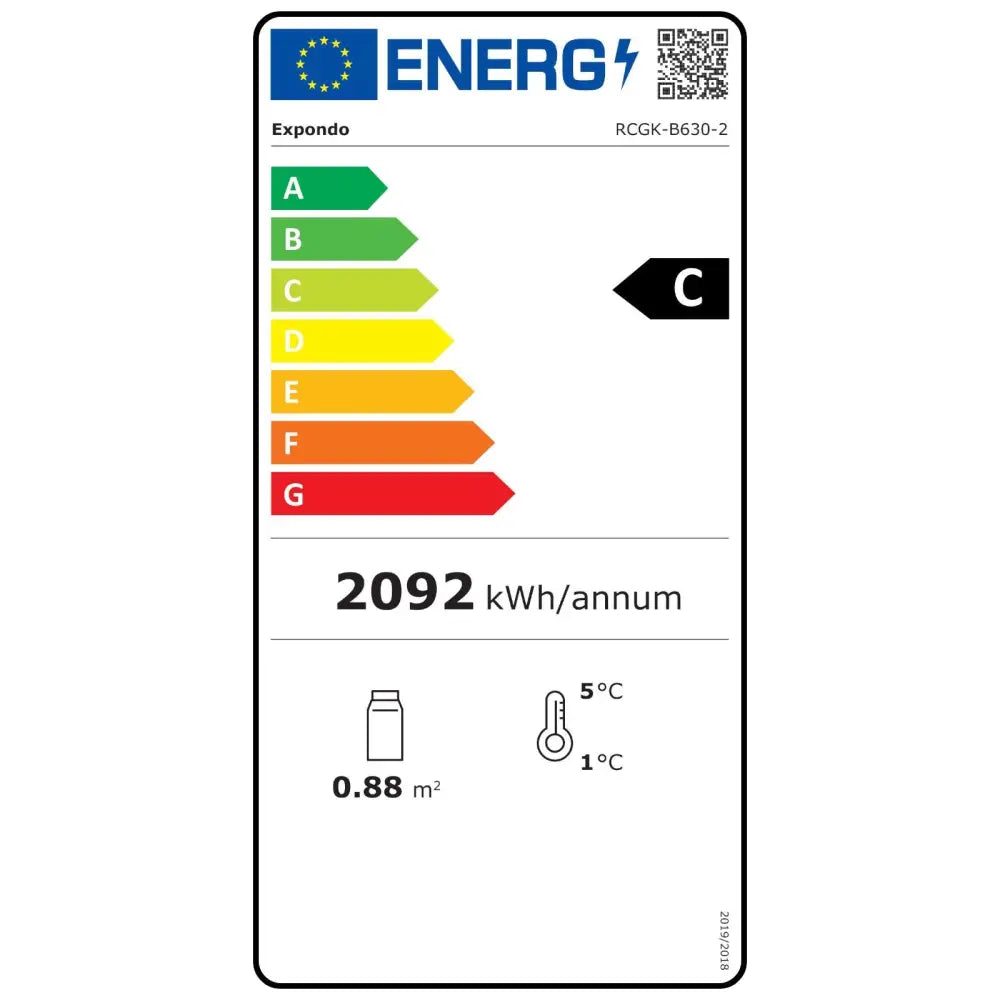 Kjølerom Kjøleskap Glassdør for Drikkevarer 2-8c 630l