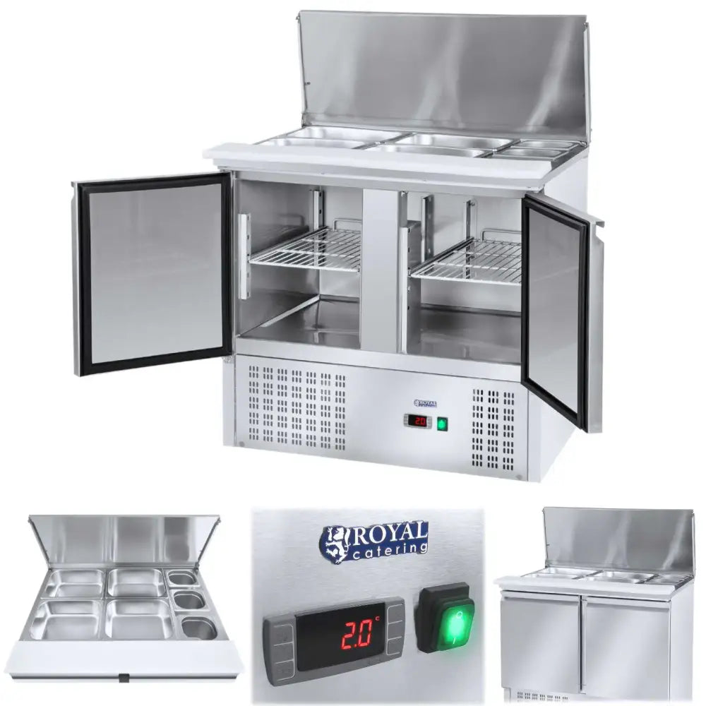 Kjøleromssalatbord med Rustfritt Stålovertrekk - 2-dører 2-10c