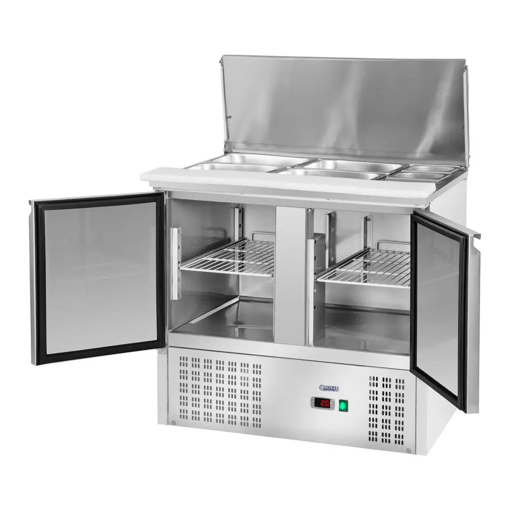 Kjøleromssalatbord med Rustfritt Stålovertrekk - 2-dører 2-10c