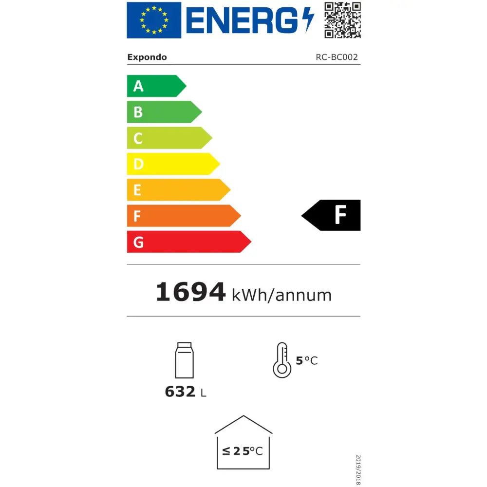Kjøleskap med Doble Glassdører Led 2-10 °c 600 l Hvit