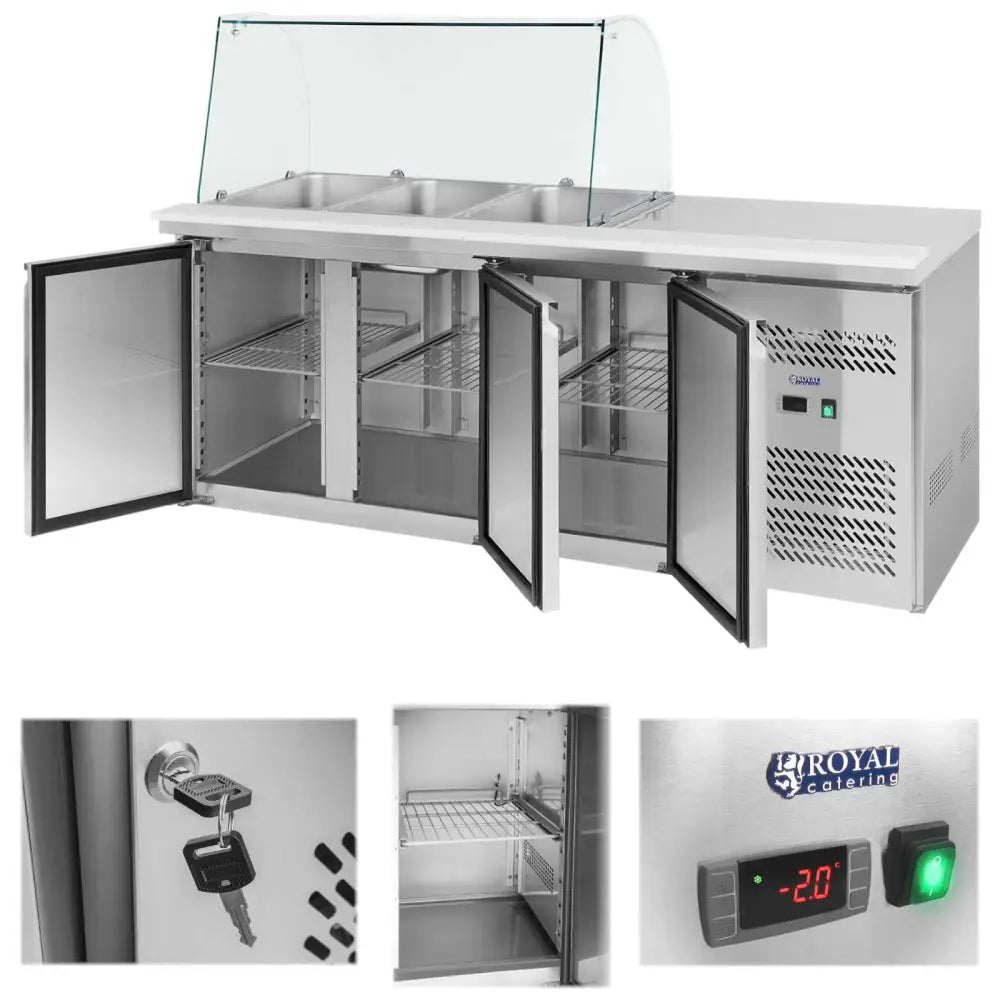 Kjøleskapssalatbord med 3 Dører og Glassvindu 365l