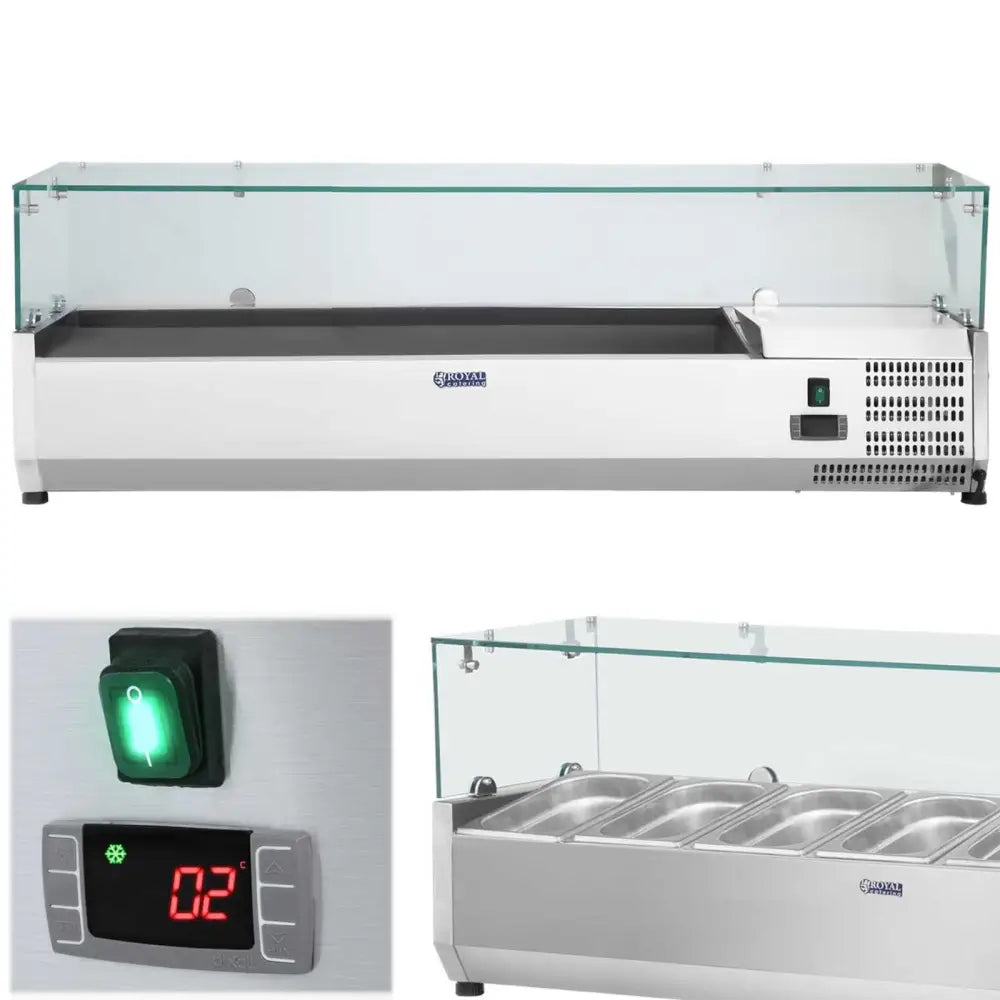 Kjøletskapstillegg med Glassdeksel 5x Gn1/3 og 1x Gn1/2 150 Cm