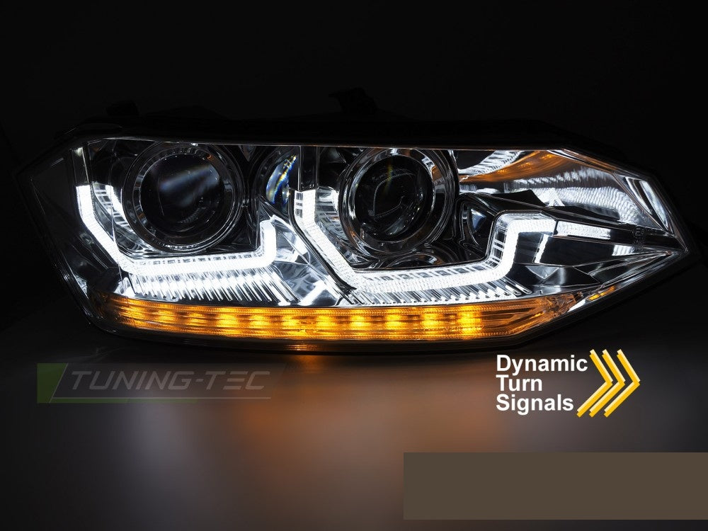 LED DRL-sett til VW Polo VI 2G 2017–2021 krom montert på bil