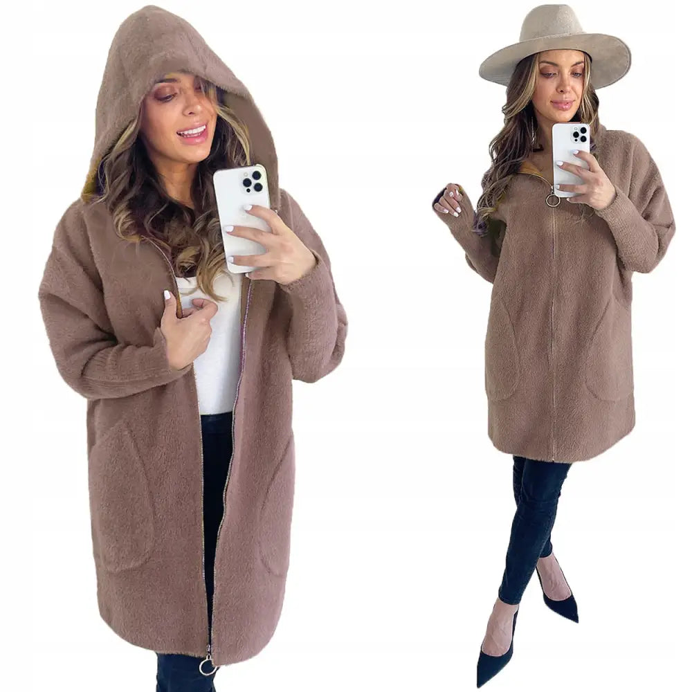 Klassisk Varm Alpakkafrakk med Glidelås Farger - Blå