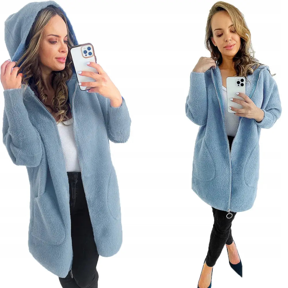 Klassisk Varm Alpakkafrakk med Glidelås Farger - Blå v