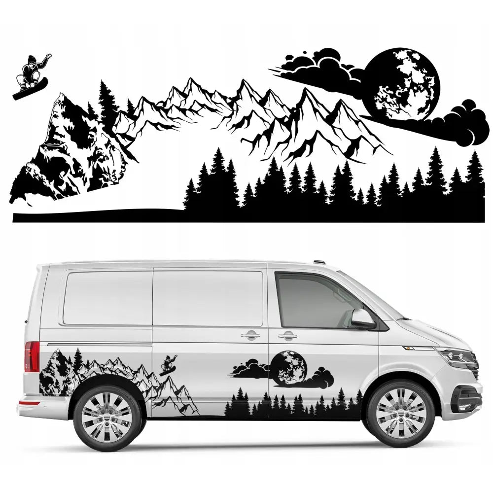 Klistremerke Biltema Camper Fjell Skog 94x257cm Mg