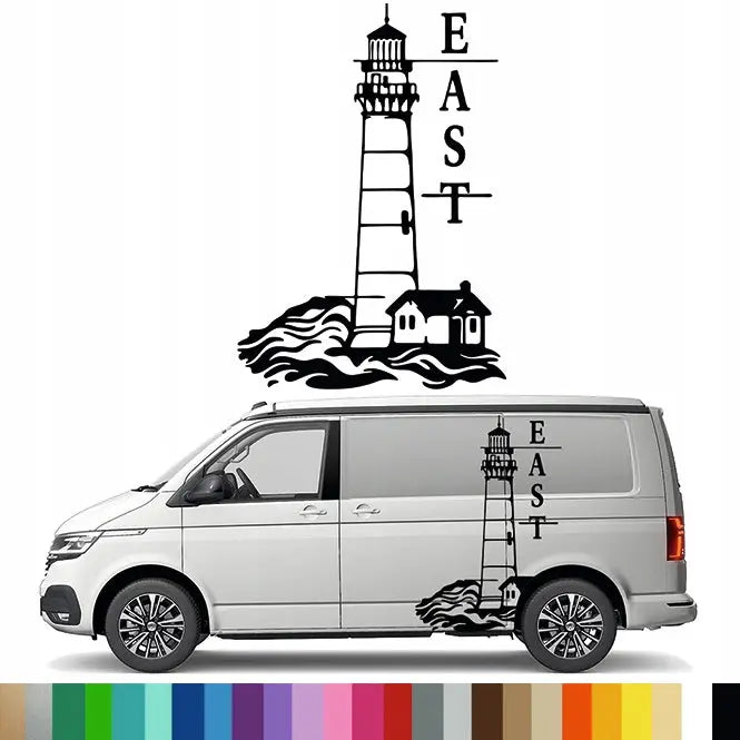 Klistremerke Dekal til Bobil Bil Fyrtårn øst Vest Hav 90x130