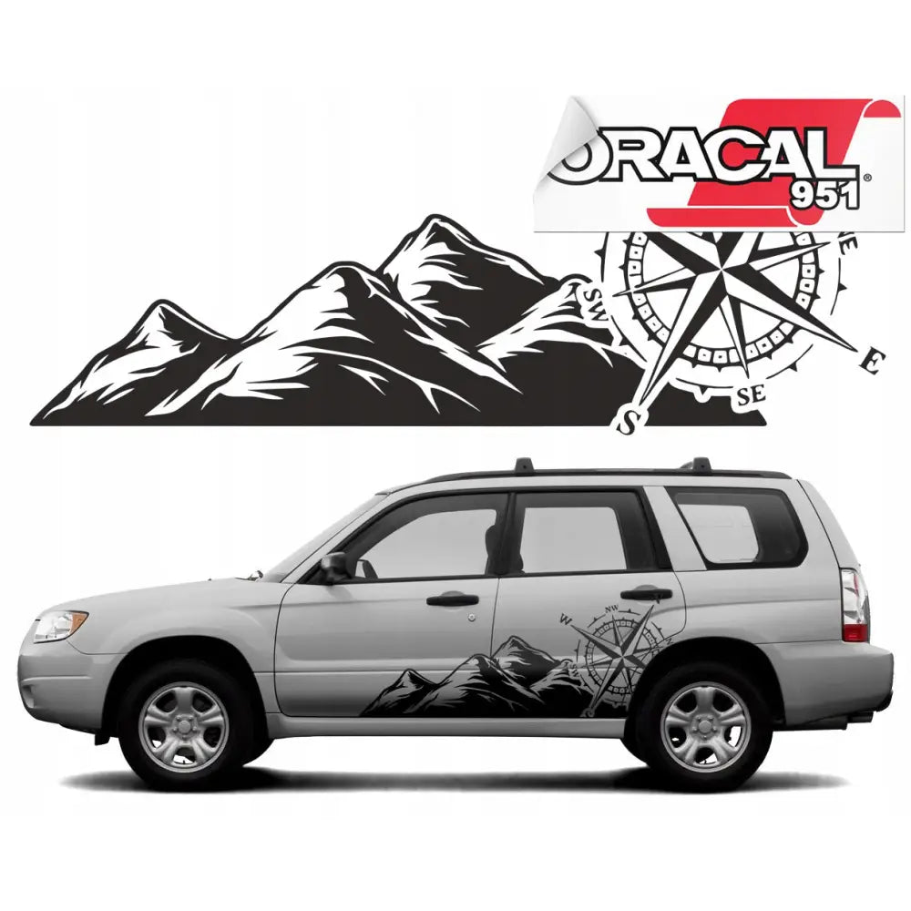 Klistremerke for Bil Kompassrose Offroad 45x114cm