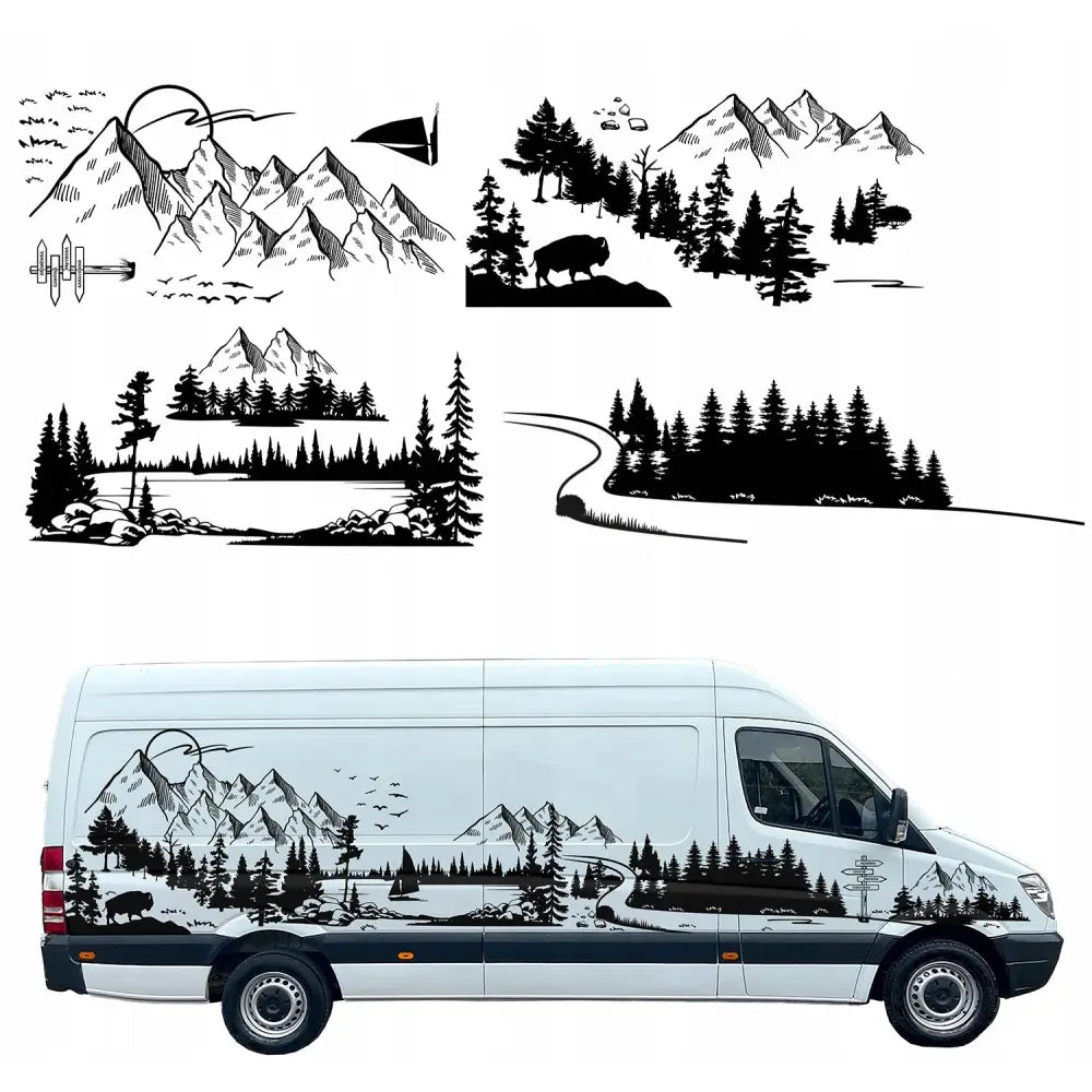 Klistremerke for Bobil Camping Fjell Skog Natur Tåke