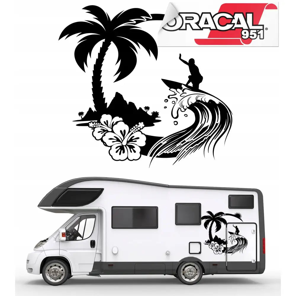 Klistremerke for Bobil Campingvogn Surfing 94x87cm 951