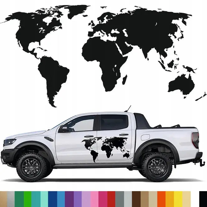 Klistremerke Grafikk for Bil Campingvogn Verdenskart World 60x120