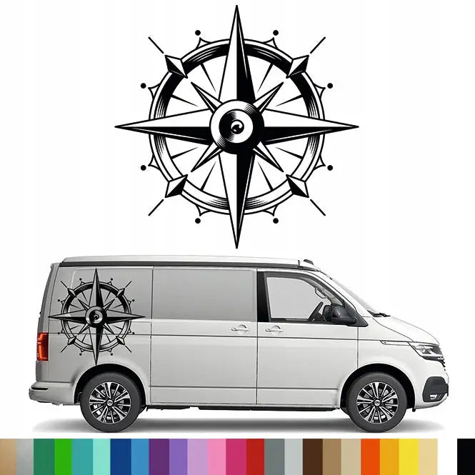 Klistremerke Grafikk for Bobil Bilhenger Kompas Vindrose 94x94