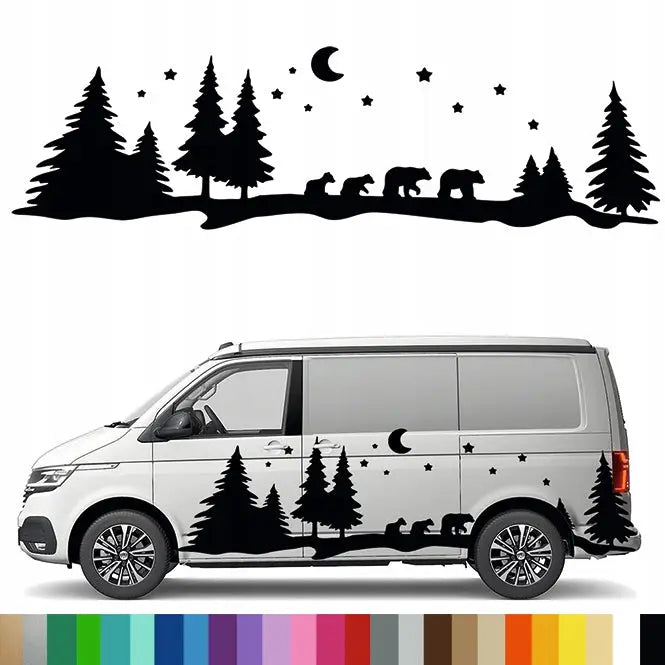 Klistremerke Grafikk for Bobil Campingvogn Bjørn Bamser Stjerner 43x153