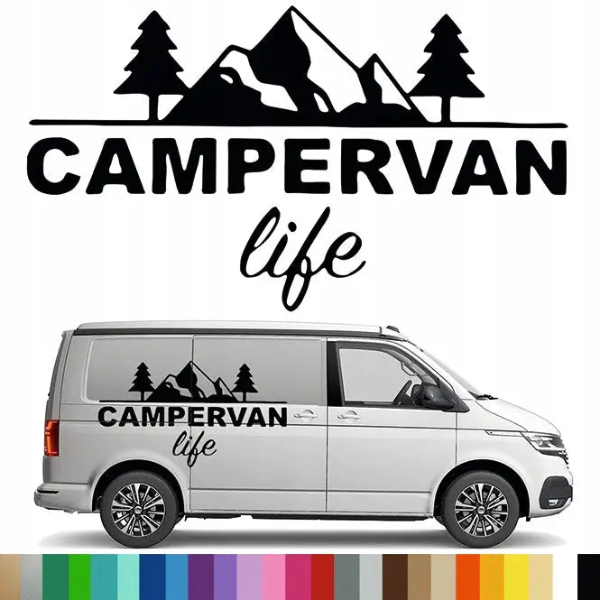 Klistremerke Grafikk for Bobil Campingvogn Campervan Life Fjell 90x159 Mg3152-