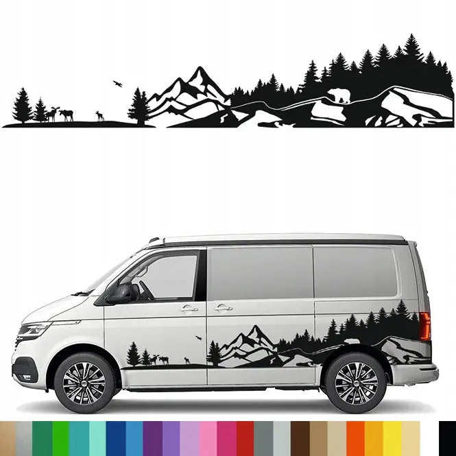 Klistremerke Grafikk for Bobil Fjellkjede Bjørn Vilt Natur 210x44 Cm