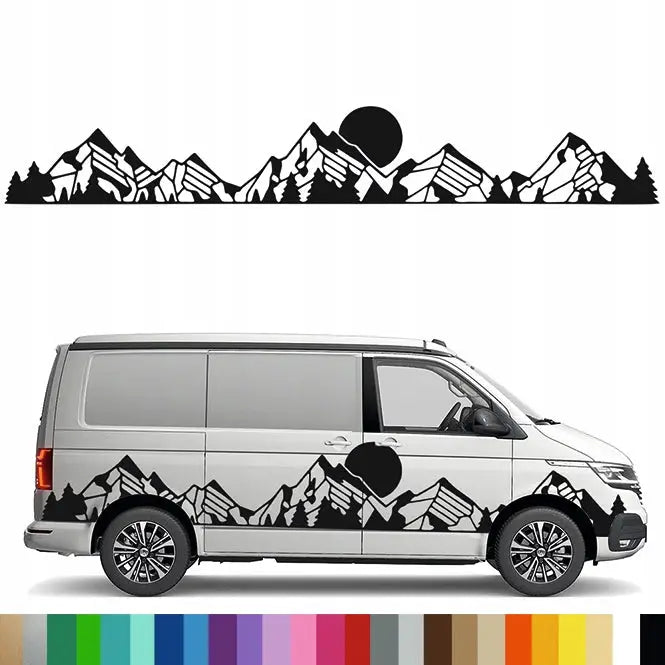 Klistremerke Grafikk på Bobil Tilhenger Fjellkjede Fjell Mountains 43x288