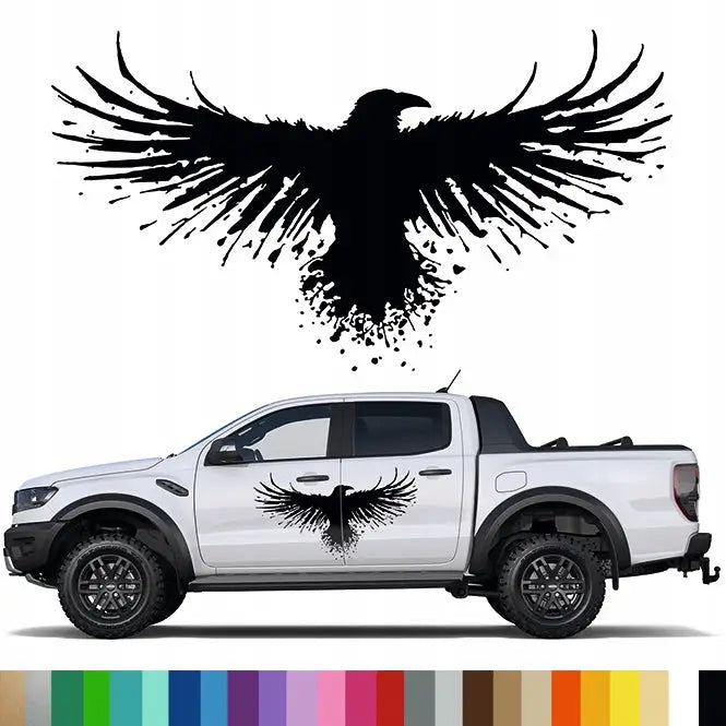 Klistremerke Grafikk til Bil Terrengkjøretøy Kråke Ravn Fugl Vinger 75x136 Mg642