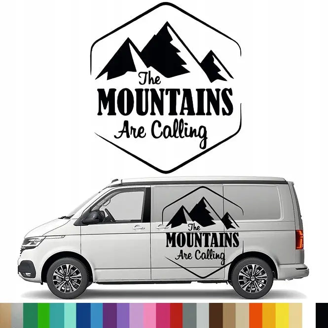 Klistremerke Grafikk til Bobil Auto Fjell Fjellene Kaller Reise 90x102