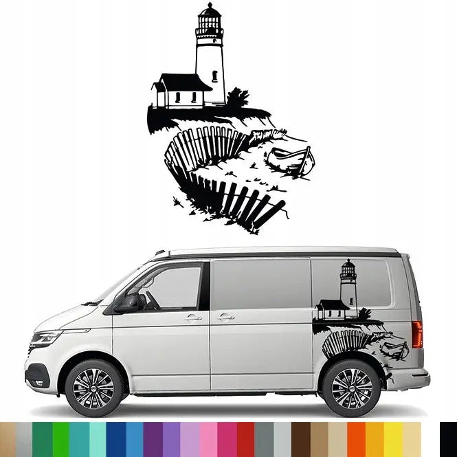Klistremerke Grafikk til Bobil Bil Tilhenger Fyrtårn Båt Båt 90x125
