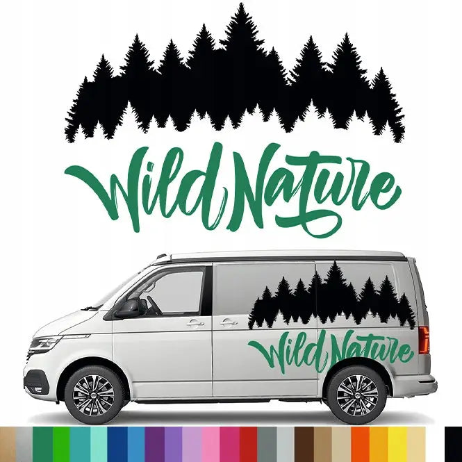 Klistremerke Grafikk til Bobil Campingvogn Bil - Vill Natur Skog 90x130