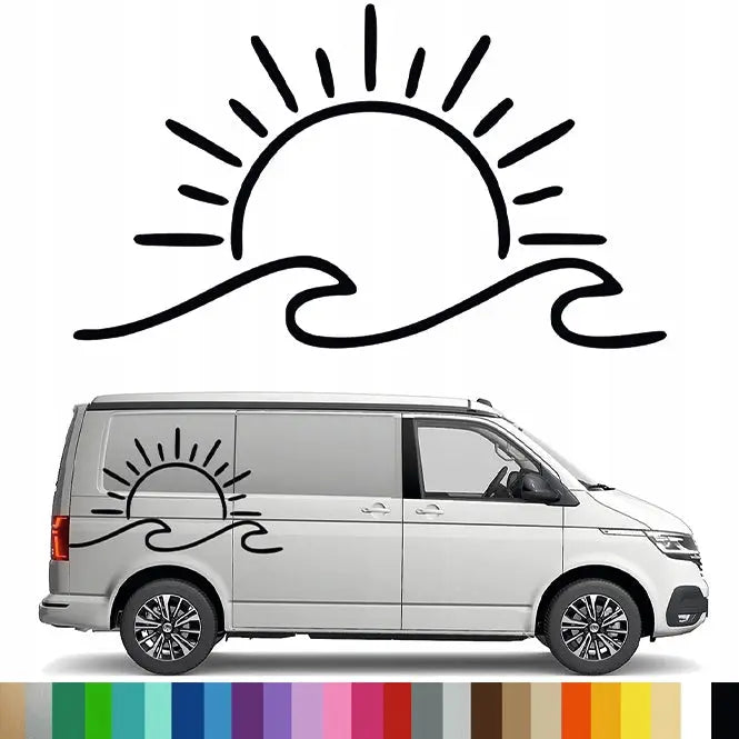 Klistremerke Grafikk til Bobil Campingvogn Bølger Sol Wave 90x155 Mg3178
