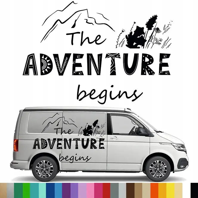 Klistremerke Grafikk til Bobil Campingvogn Eventyr Fjell 94x136