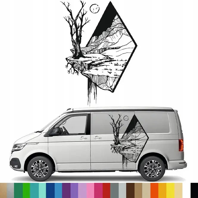 Klistremerke Grafikk til Bobil Campingvogn Fjell 3d Mountains 94x130 Mg