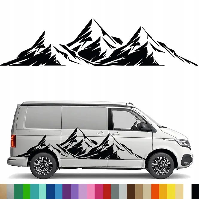 Klistremerke Grafikk til Bobil Campingvogn Fjellkjede Fjell 45x187