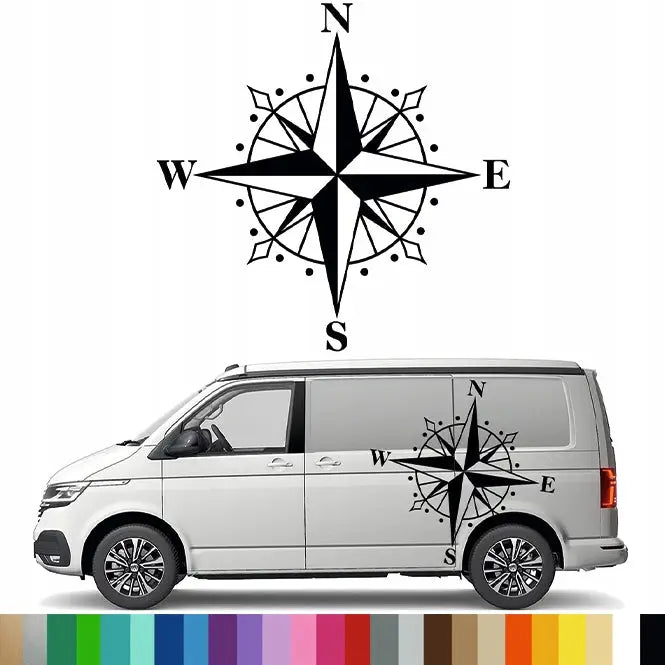 Klistremerke Grafikk til Bobil Campingvogn Kompass Vindrose 90x92