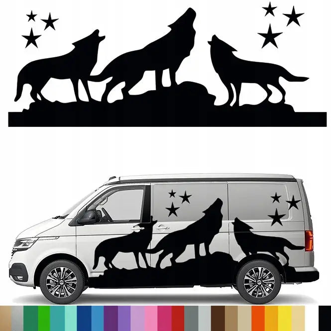 Klistremerke Grafikk til Bobil Henger Ulv Ulver Wolf Wild Nature 90x228