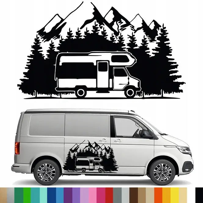 Klistremerke Grafikk til Bobil Tilhenger Fjell Mountains Adventure 90x155 Mg3109-