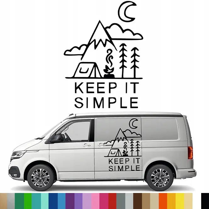 Klistremerke Grafikk til Bobil Tilhenger Hold det Smilende Fjell Camping 90x122