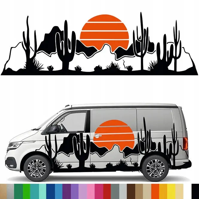 Klistremerke Grafikk til Campingvogn ørken Kaktus Western 90x280