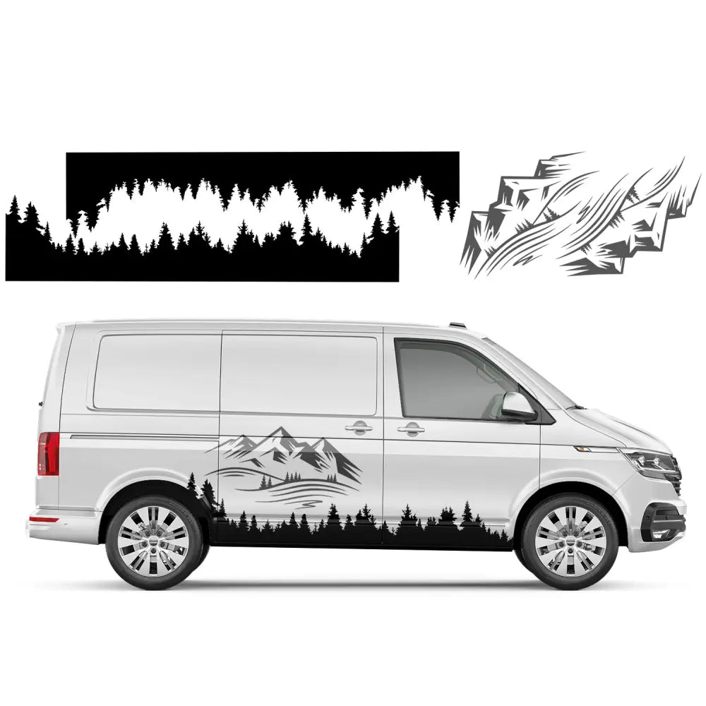 Klistremerke med Bil- og Bobilmotiv Fjell og Skog 93x495cm Mg