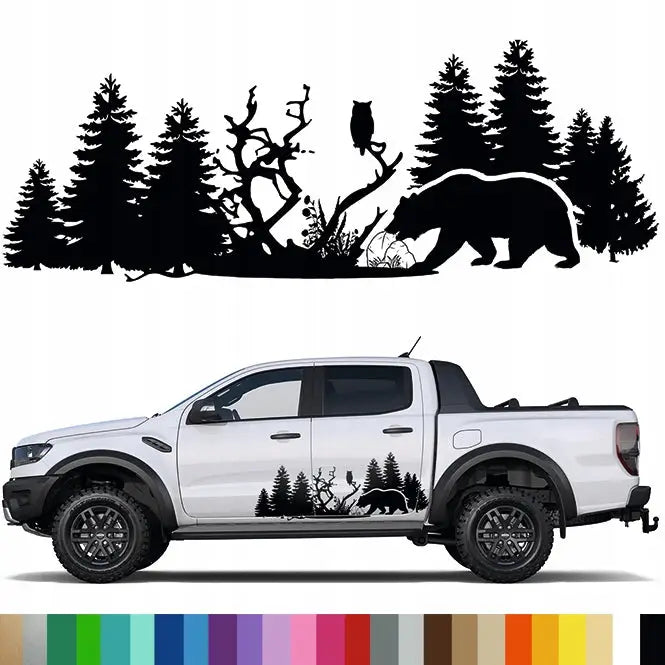 Klistremerke med Grafikk for Bobil Bil – Bjørn Skog Vill Natur 57x150