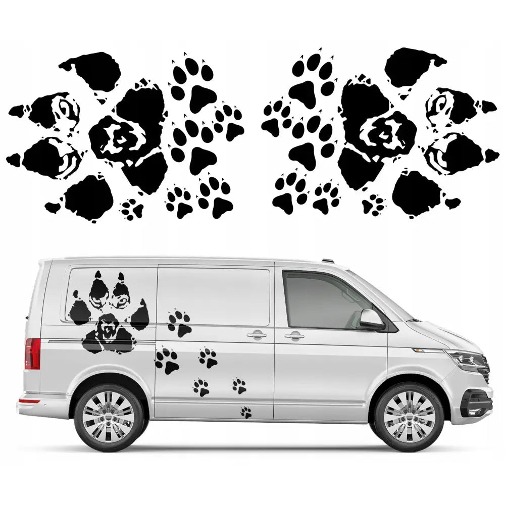 Klistremerke med Motiv: Campingbil og Ulvepoter 94x300cm